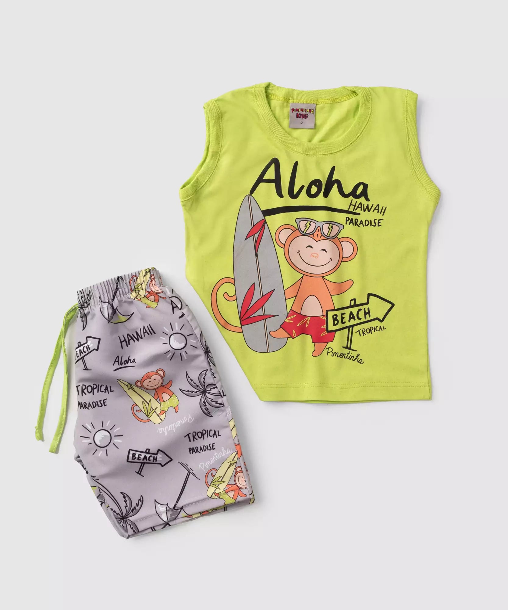 Conjunto de Verão para Menino Macaquinho Verde