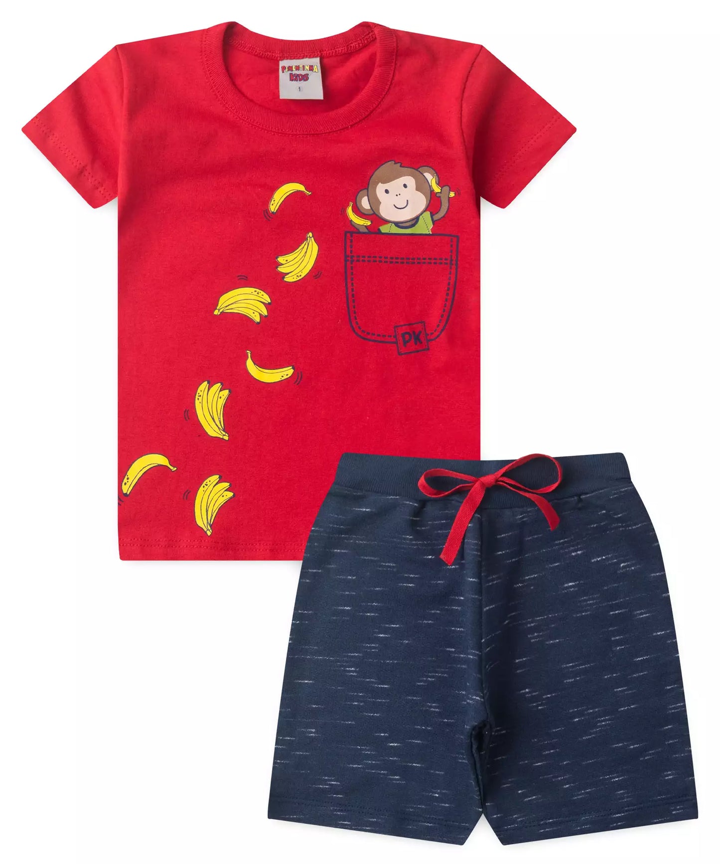 Conjunto de Verão para Menino Macaquinho Vermelho
