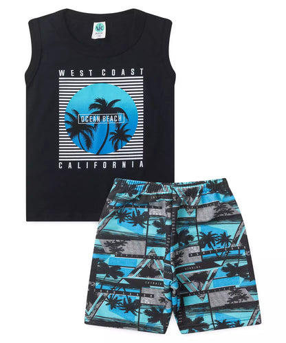 Conjunto de Verão para Menino Ocean Beach Preto