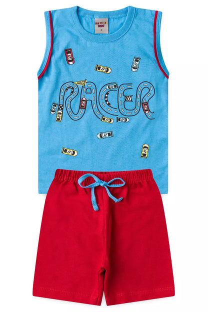 Conjunto de Verão para Menino Race Azul