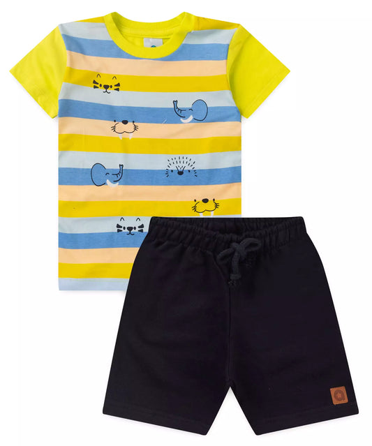 Conjunto de Verão para Menino Safari Verde Limão