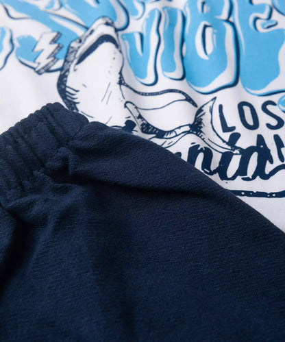 Conjunto de Verão para Menino Shark Surfer Branco