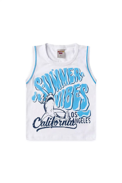 Conjunto de Verão para Menino Shark Surfer Branco