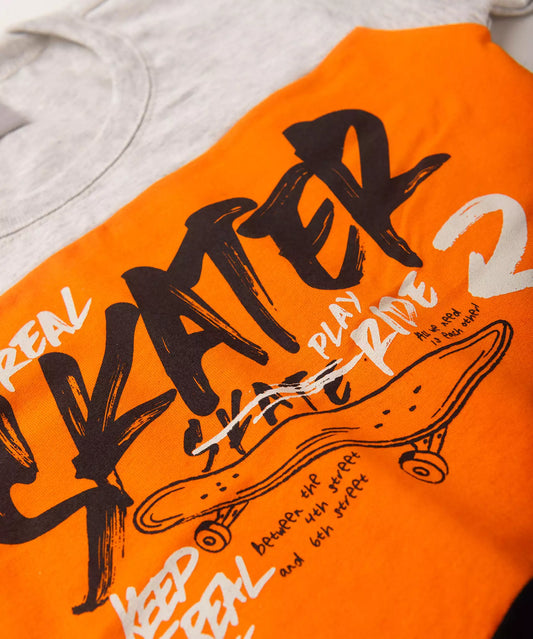 Conjunto de Verão para Menino Skater Mescla