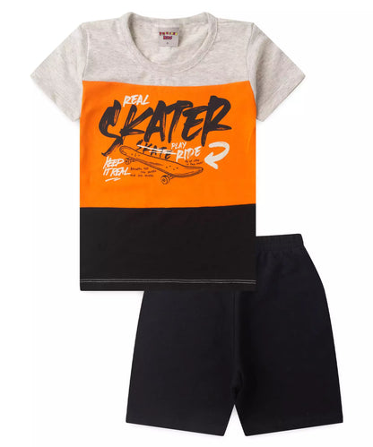 Conjunto de Verão para Menino Skater Mescla