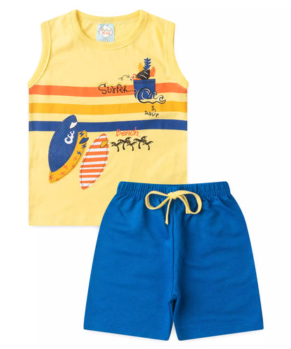 Conjunto de Verão para Menino Surfer Amarelo