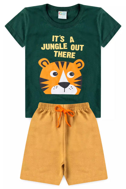 Conjunto de Verão para Menino Tigre da Selva Verde