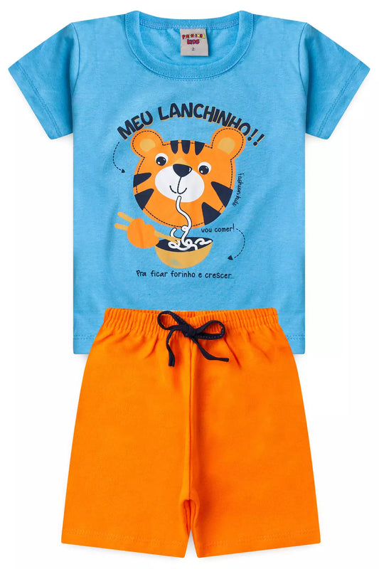 Conjunto de Verão para Menino Tigre Fominha Azul