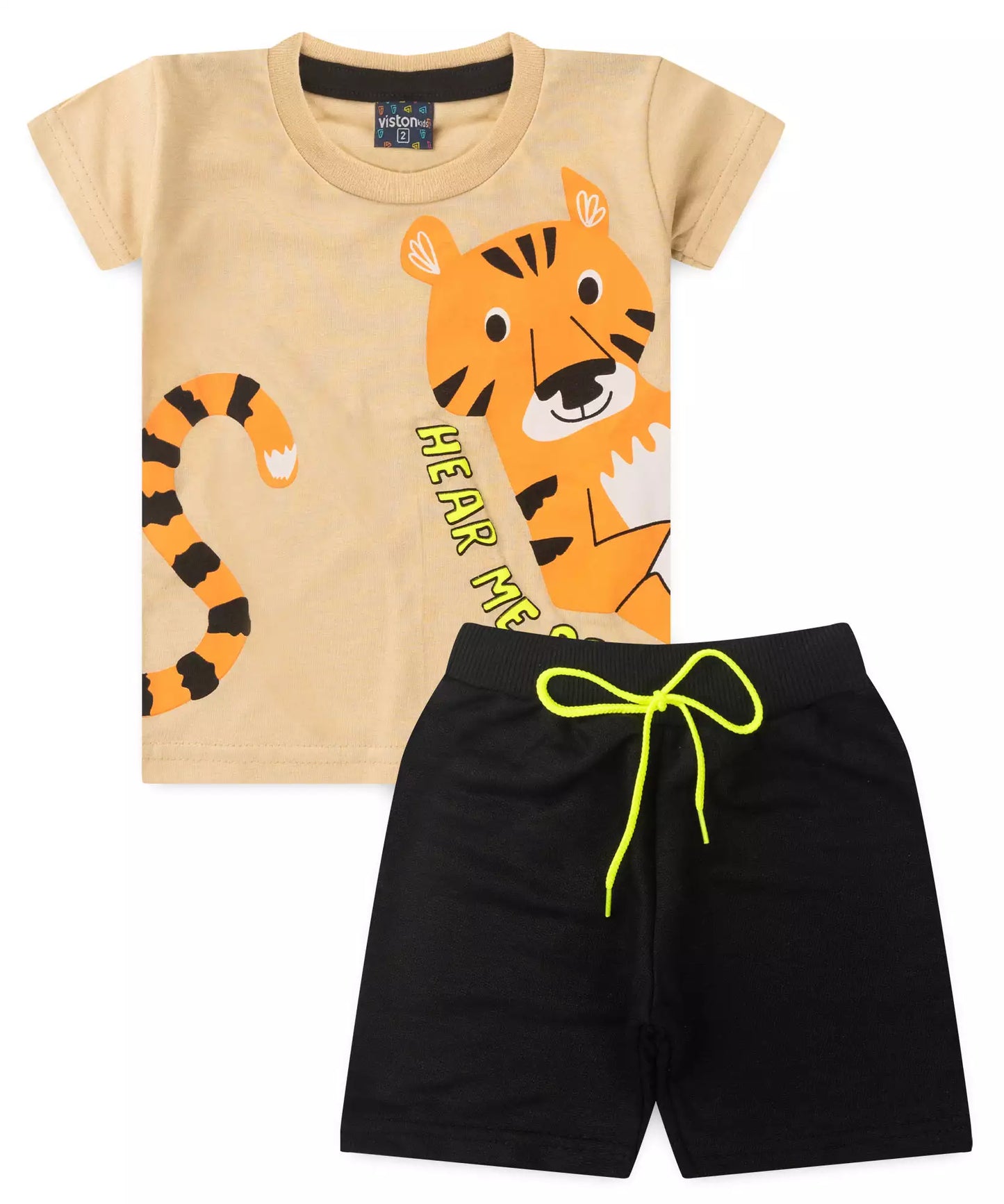Conjunto de Verão para Menino Tigre Marfim