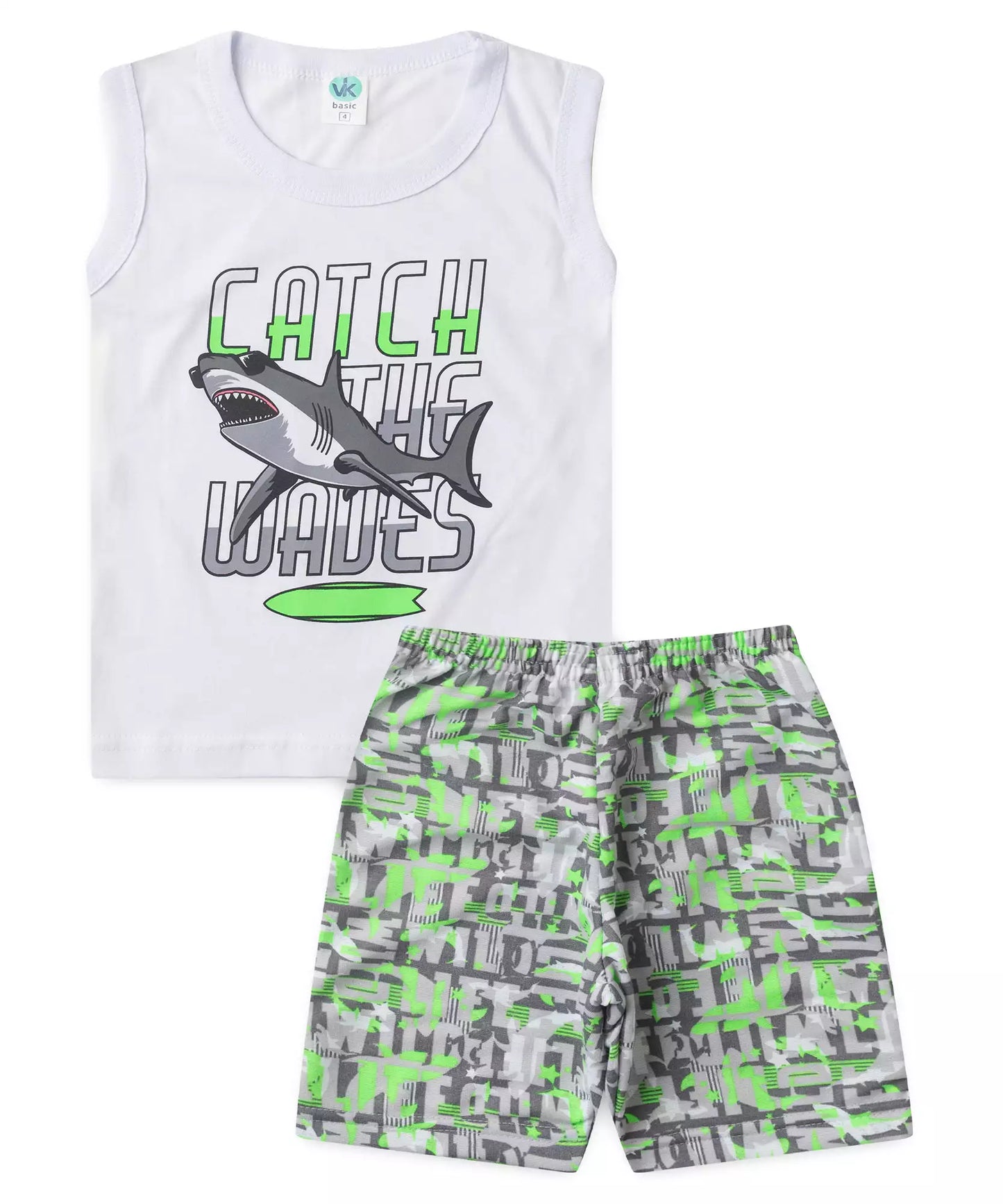 Conjunto de Verão para Menino Tubarão Ativo Branco
