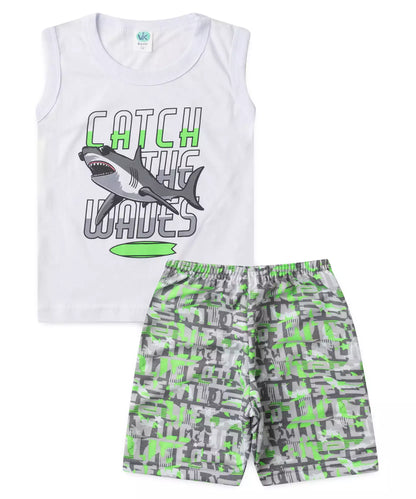 Conjunto de Verão para Menino Tubarão Ativo Branco