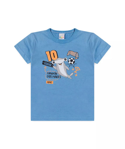 Conjunto de Verão para Menino Tubarão no Azul