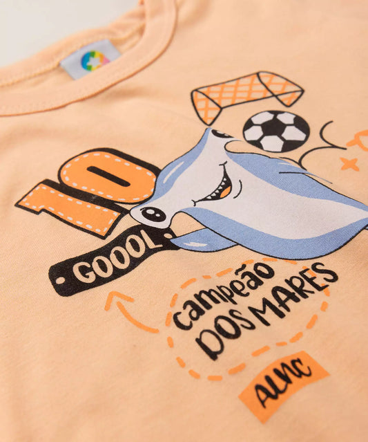 Conjunto de Verão para Menino Tubarão Salmão
