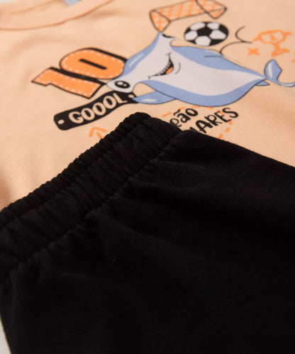 Conjunto de Verão para Menino Tubarão Salmão