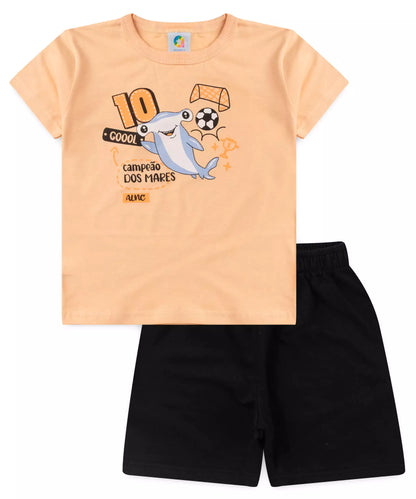 Conjunto de Verão para Menino Tubarão Salmão