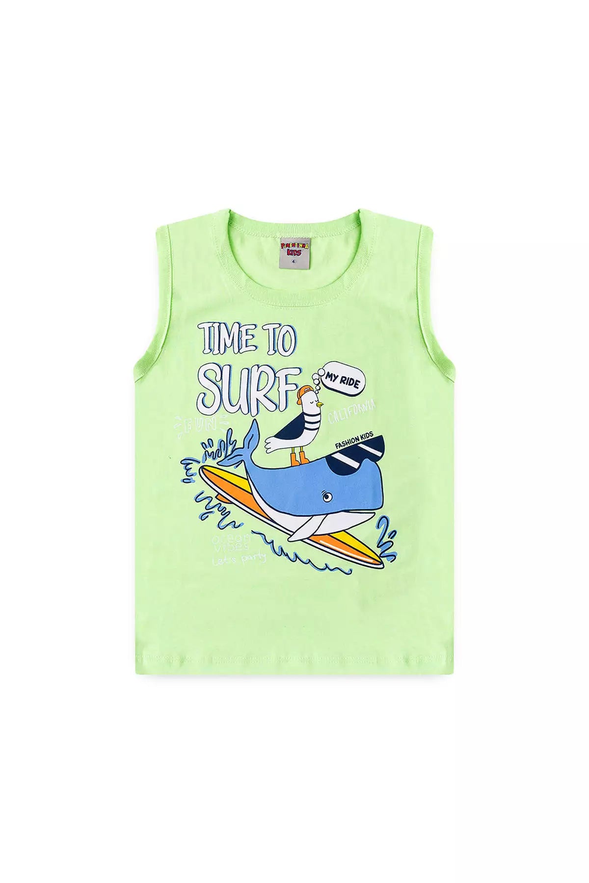 Conjunto de Verão para Menino Tubarão Surf Verde