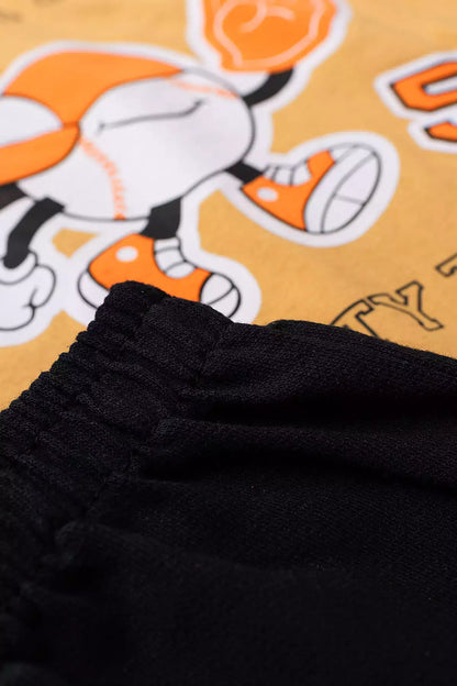 Conjunto de Verão para Menino Varsity Team Marrom