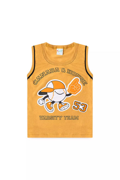 Conjunto de Verão para Menino Varsity Team Marrom