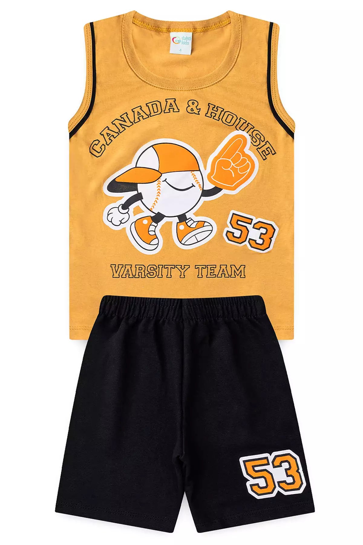 Conjunto de Verão para Menino Varsity Team Marrom