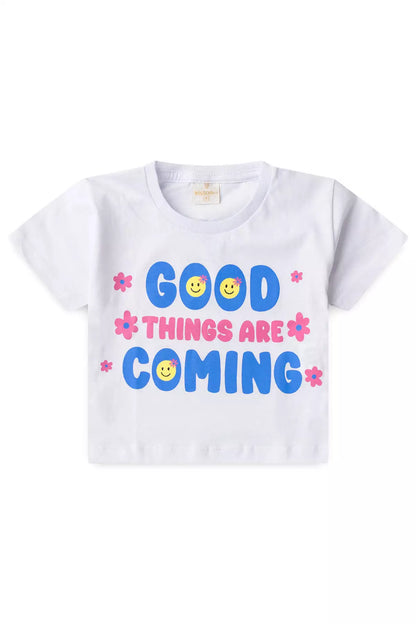 Conjunto de Verão Infantil Feminino Emojis Branco
