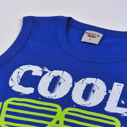 Conjunto Infantil Masculino Regata Azul Estampada e Short Militar