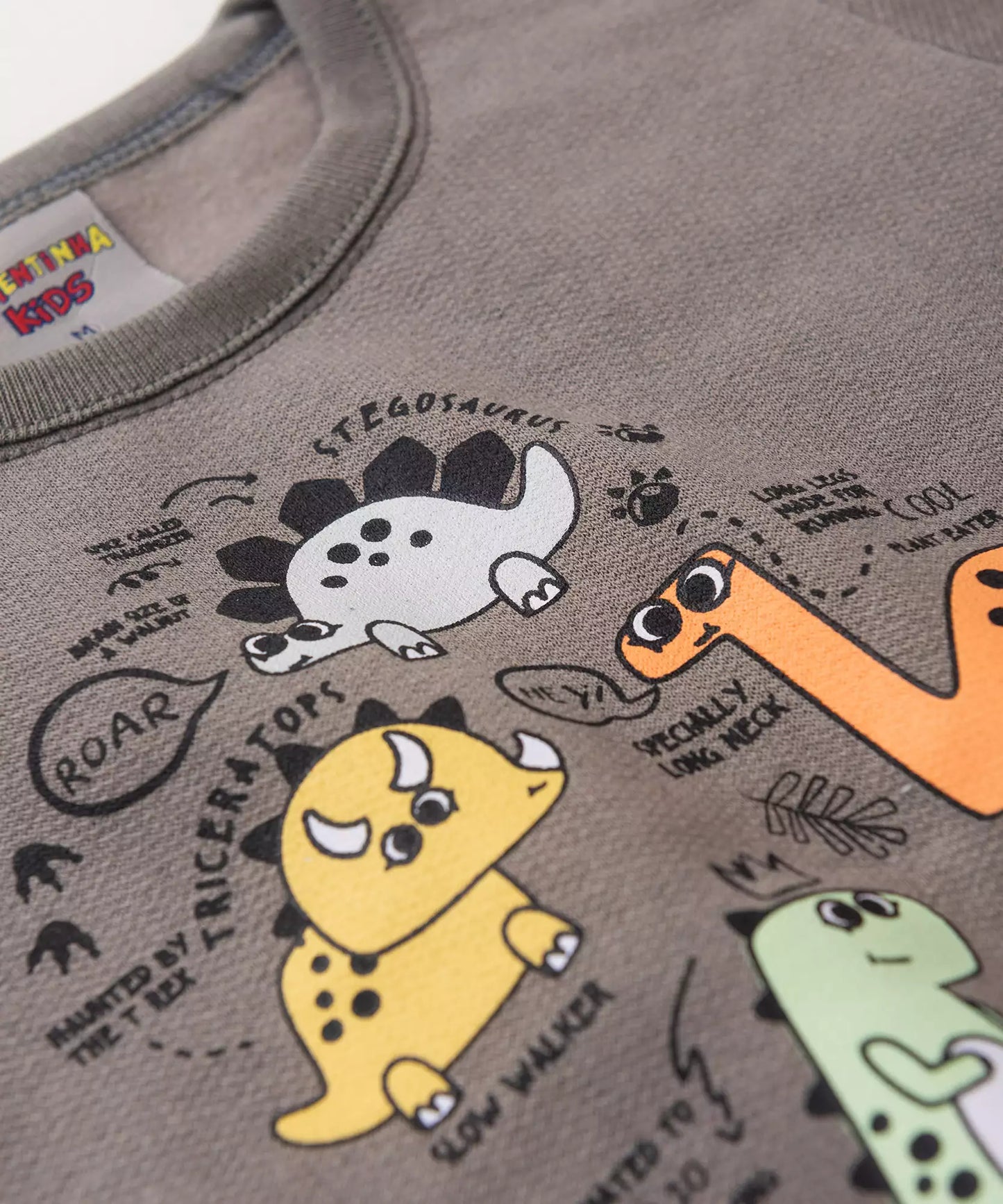 Conjunto Longo para Bebê Menino Dino Cinza