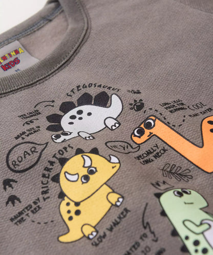 Conjunto Longo para Bebê Menino Dino Cinza