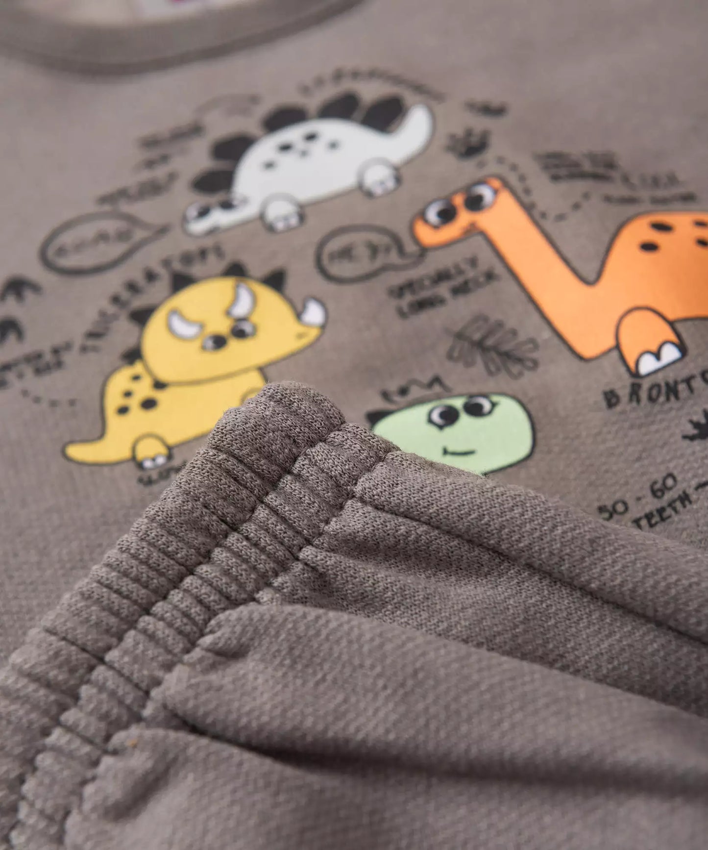 Conjunto Longo para Bebê Menino Dino Cinza