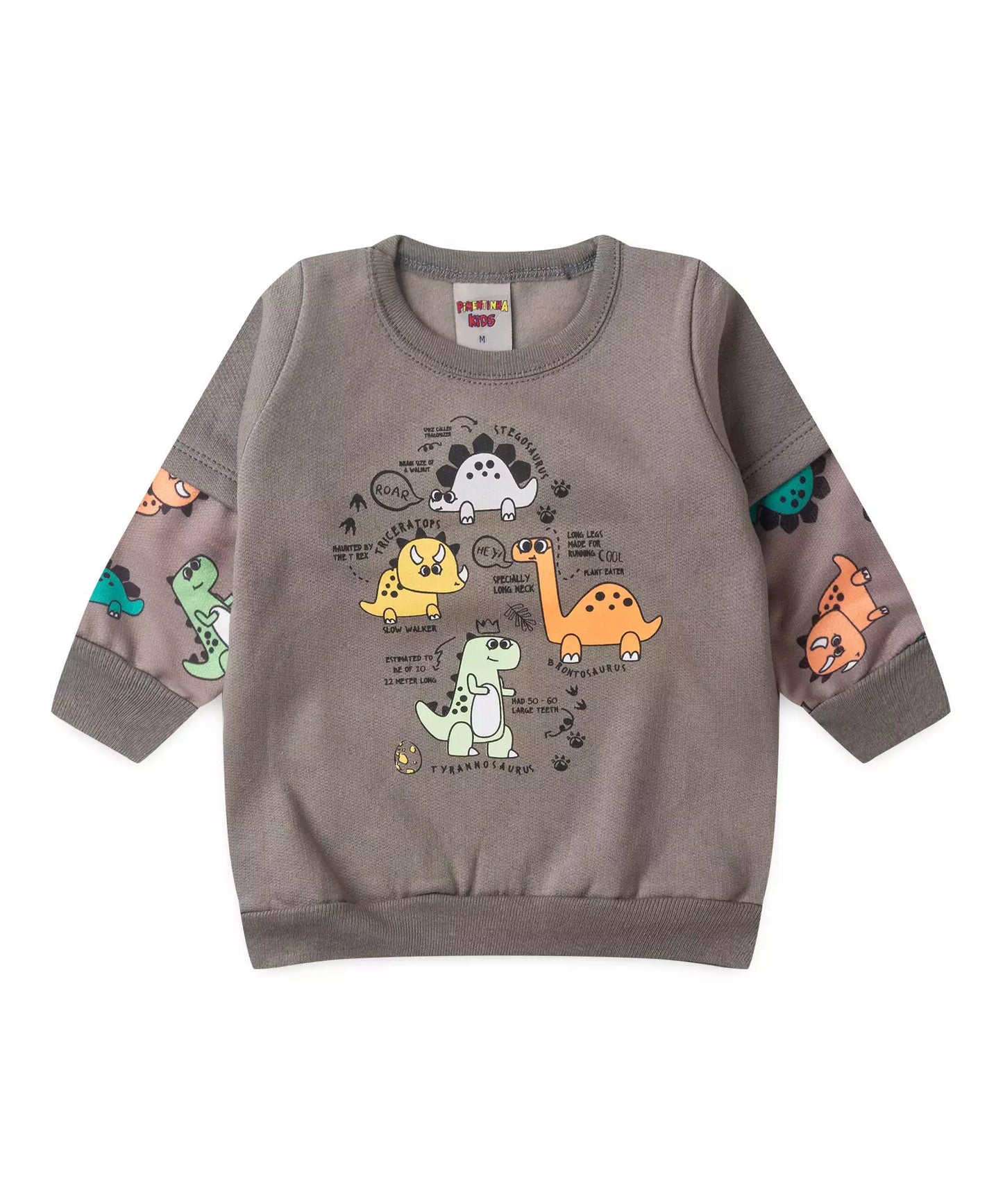 Conjunto Longo para Bebê Menino Dino Cinza