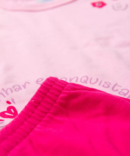 Conjunto Meia Estação para Menina Esquilo Rosa