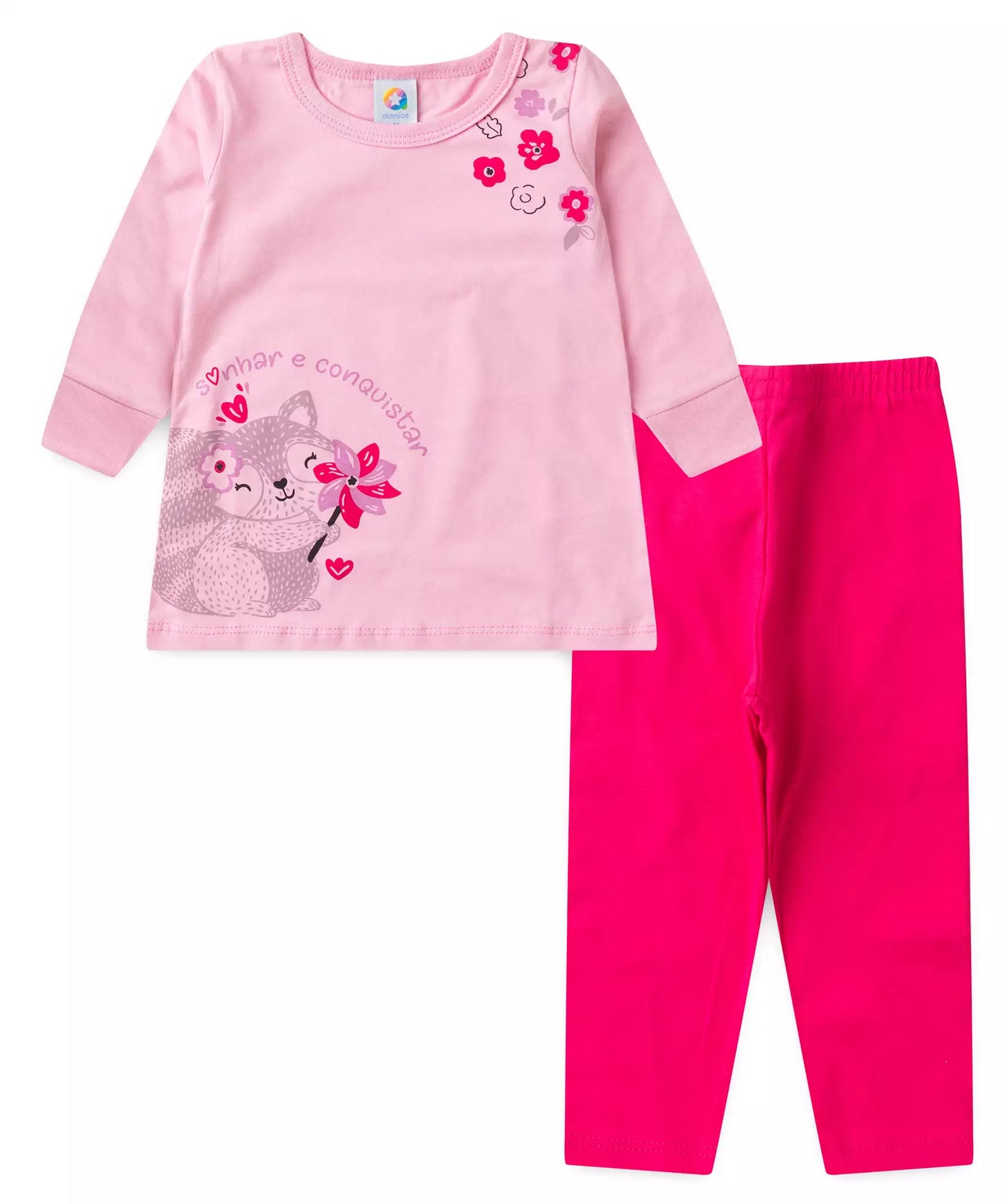 Conjunto Meia Estação para Menina Esquilo Rosa