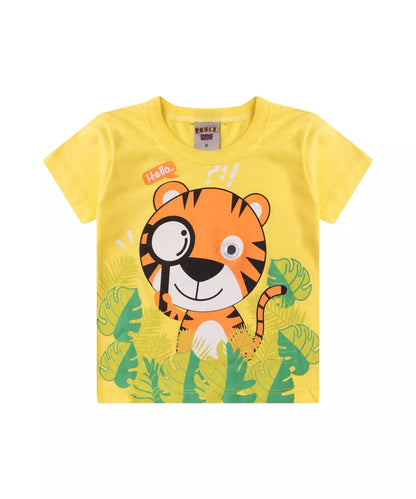 Conjunto de Verão para Bebê Menino Tigre Amarelo
