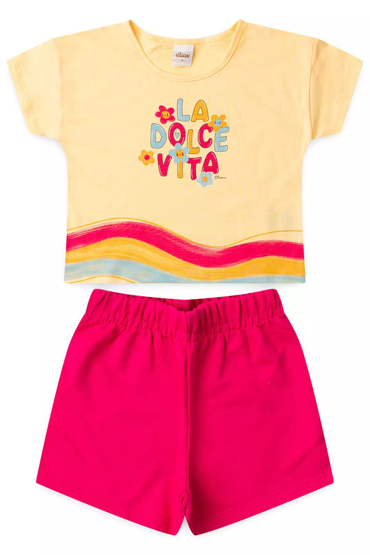 Conjunto Verão para Menina Doce Amarelo