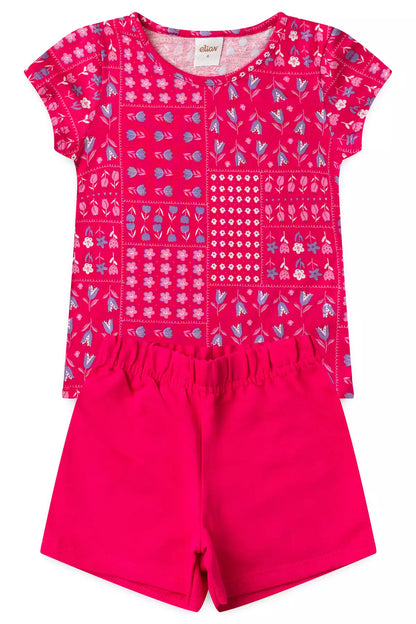 Conjunto Verão para Menina Jardim Divertido Pink