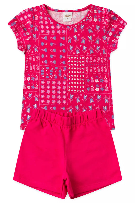 Conjunto Verão para Menina Jardim Divertido Pink