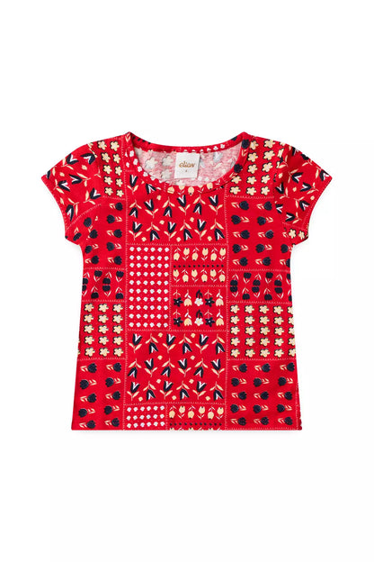 Conjunto Verão para Menina Jardim Divertido Vermelho