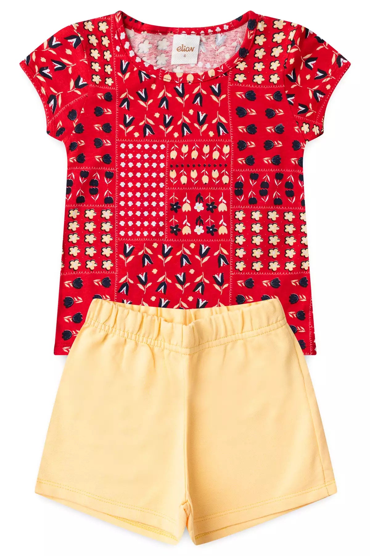 Conjunto Verão para Menina Jardim Divertido Vermelho