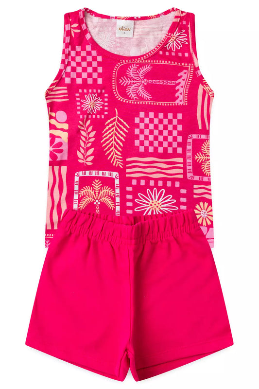 Conjunto Verão para Menina Jardim Tropical Pink