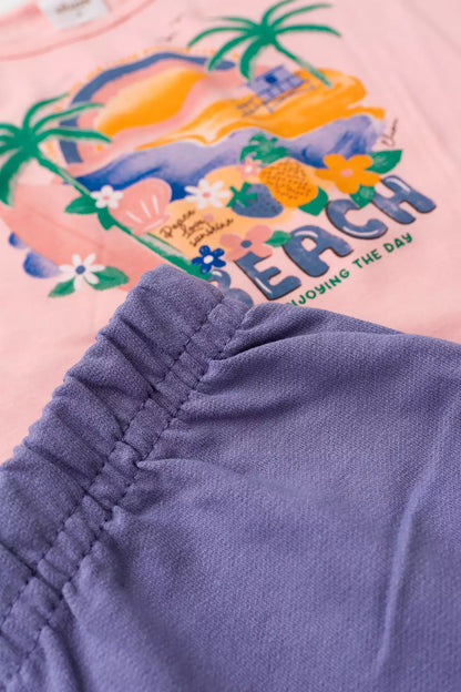 Conjunto Verão para Menina Praia Encantada Salmão