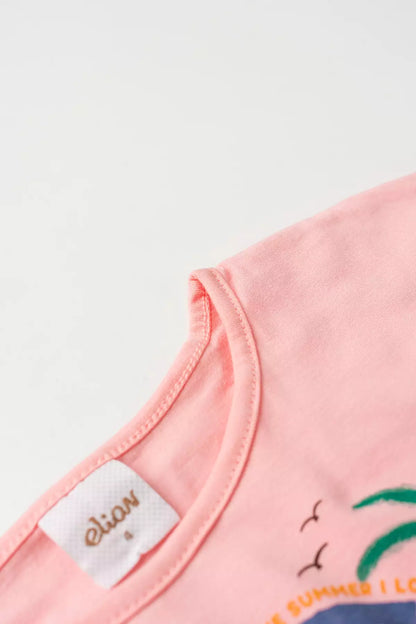 Conjunto Verão para Menina Praia Encantada Salmão