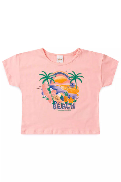Conjunto Verão para Menina Praia Encantada Salmão