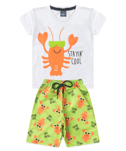 Conjunto de Verão para Menino Lagosta Branco