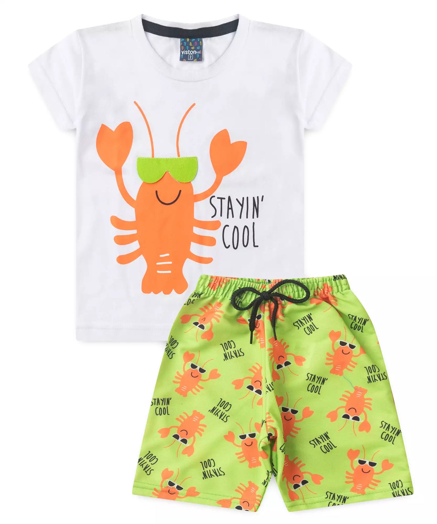Conjunto de Verão para Menino Lagosta Branco