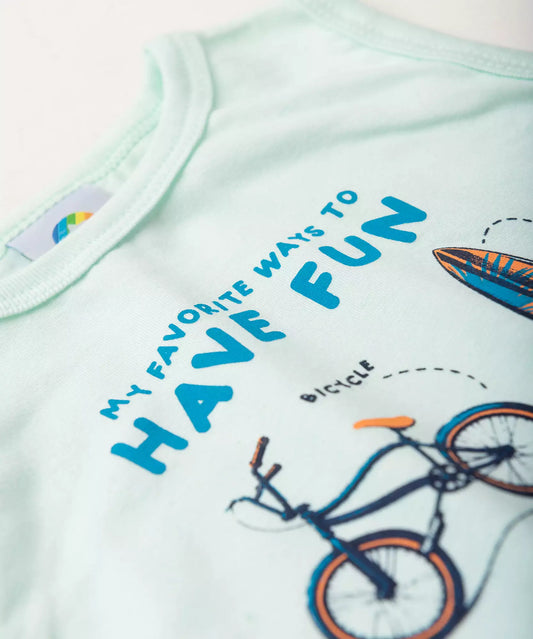Conjunto Curto Infantil Masculino Bicicleta Verde