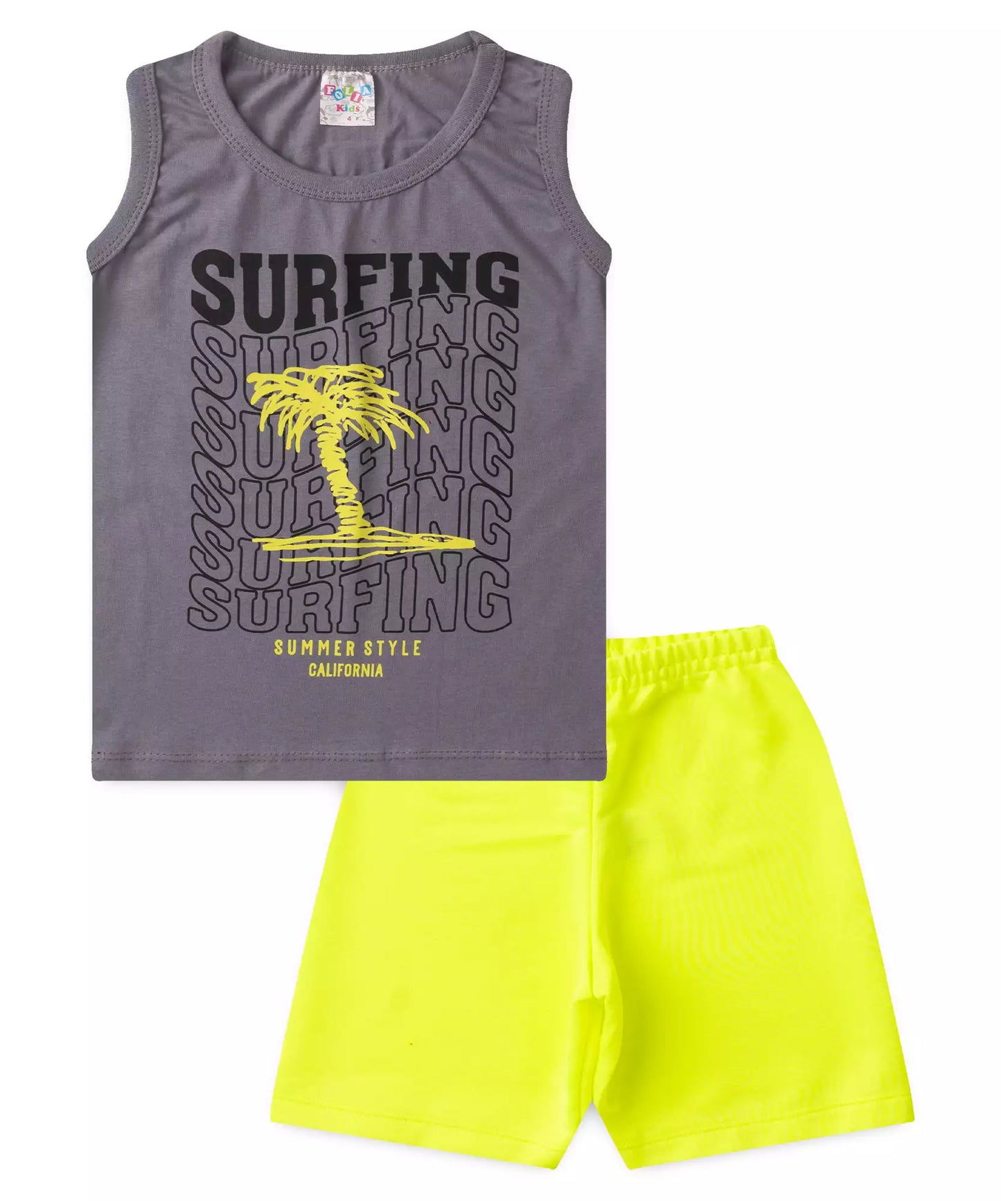 Conjunto Curto Infantil Masculino Surf Chumbo