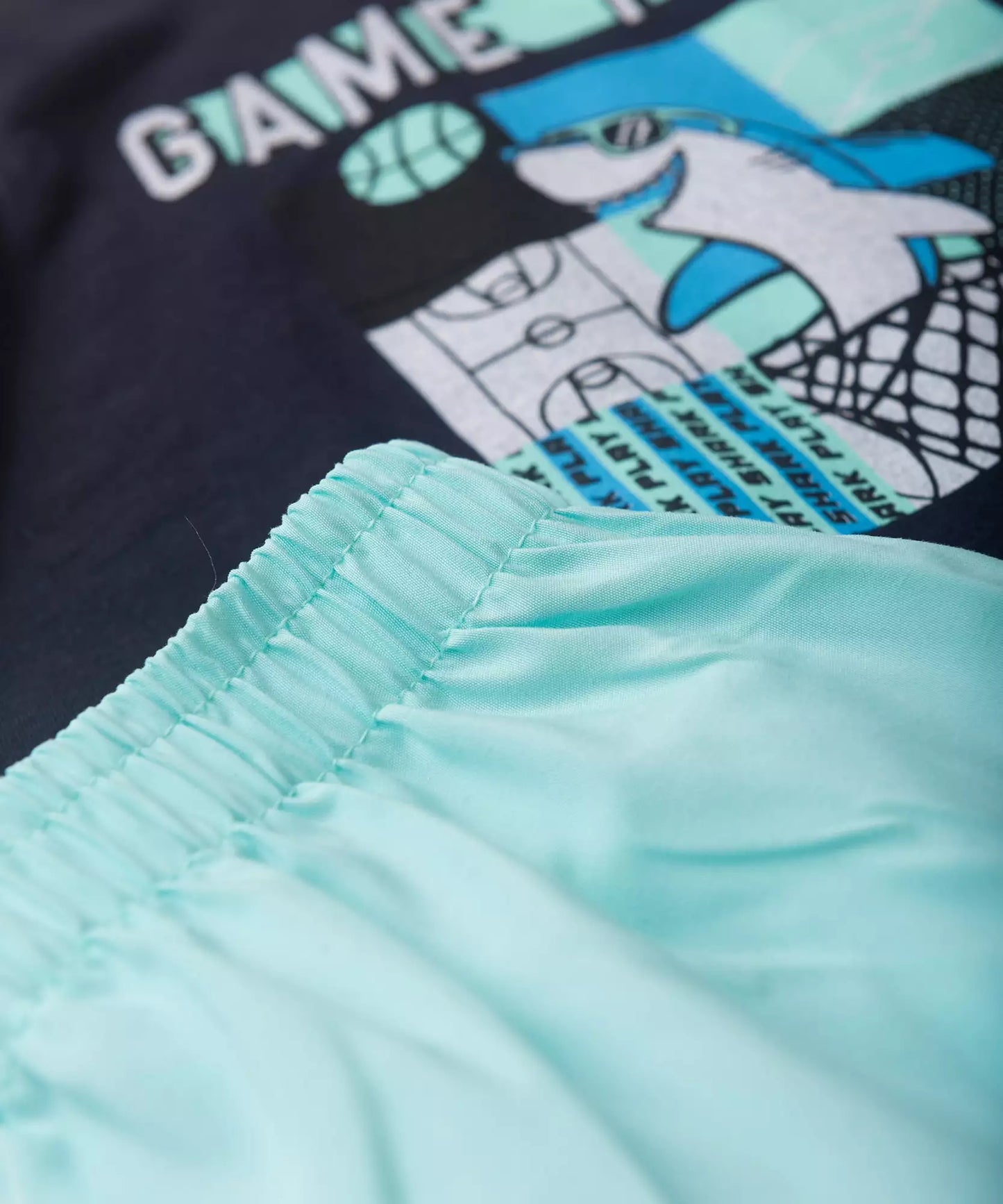 Conjunto Curto Infantil Masculino Tubarão no Marinho