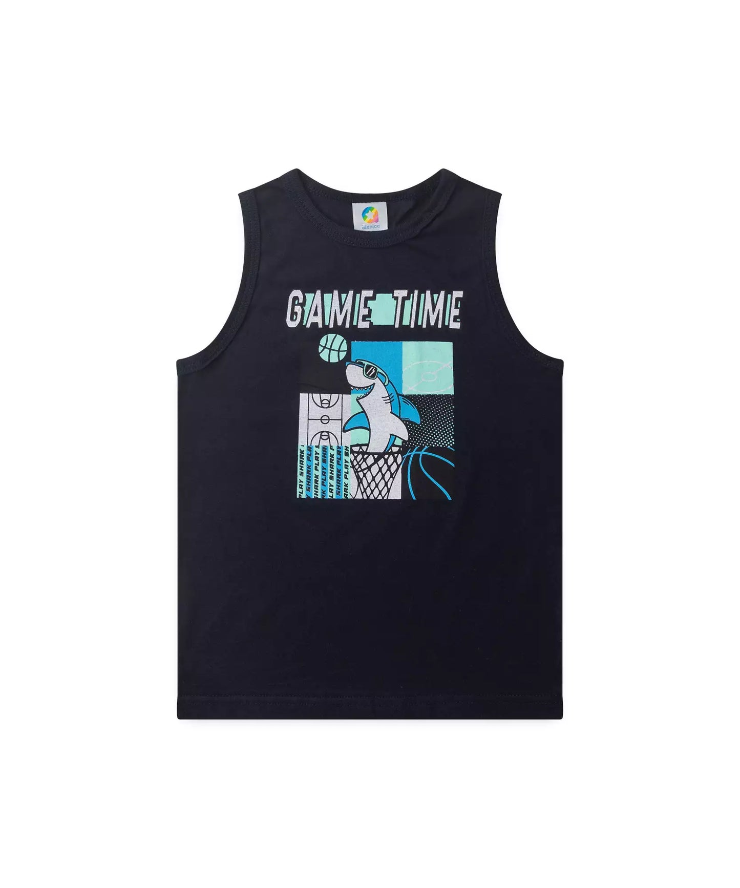 Conjunto Curto Infantil Masculino Tubarão no Marinho
