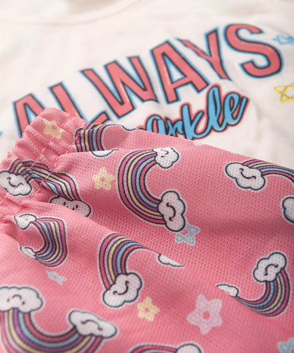 Conjunto Curto para Menina Arco-Íris Marfim