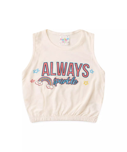 Conjunto Curto para Menina Arco-Íris Marfim