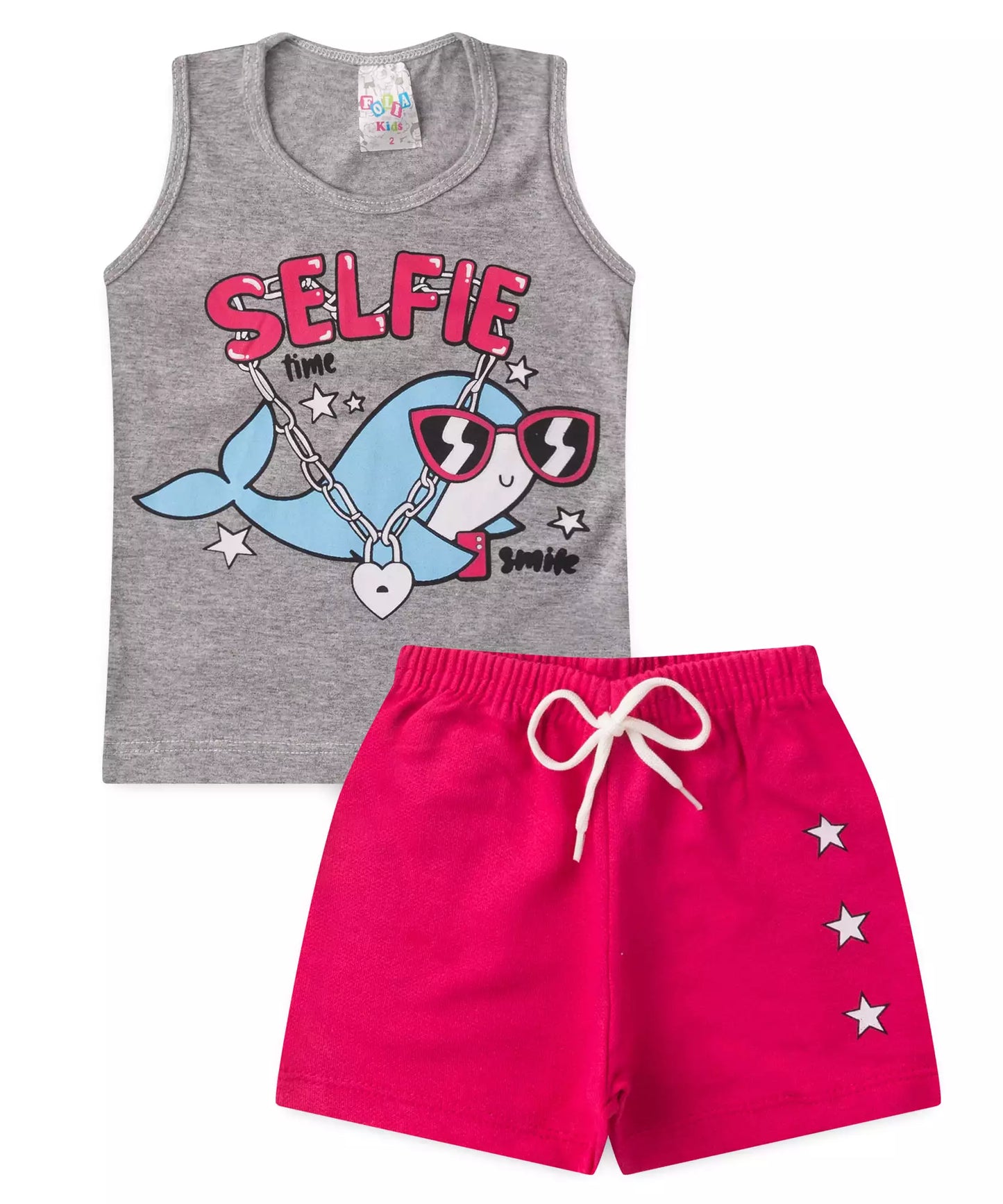 Conjunto Curto para Menina Baleia Mescla